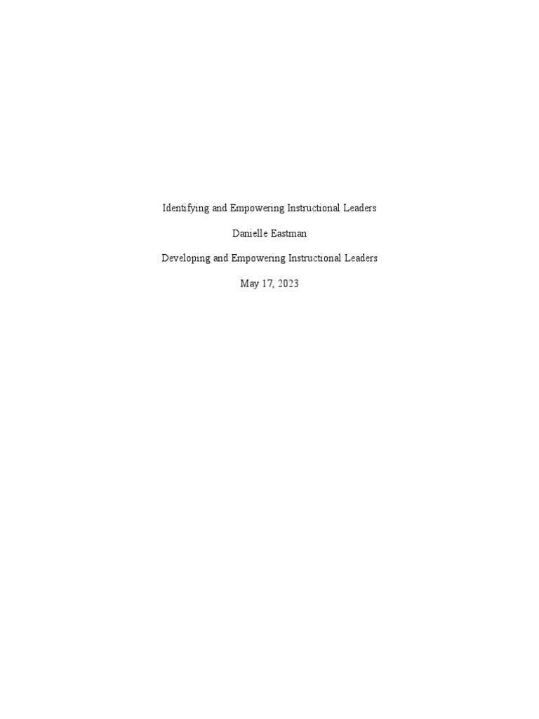Identifying and Empowering Instructional Leaders | PDF | Leadership ...