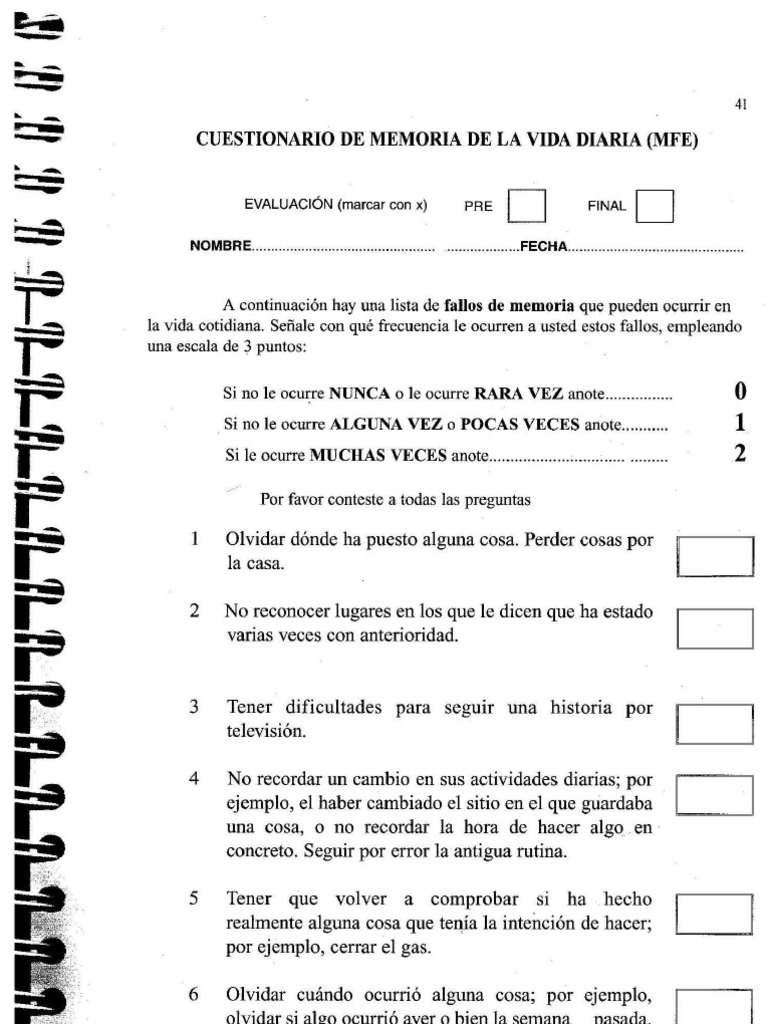 Cuestionario Memoria | PDF