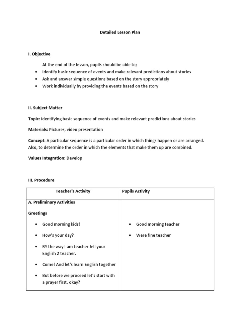 ENGLISH 2 (WEEK 5) Identifying Basic Sequence | PDF | Lesson Plan ...