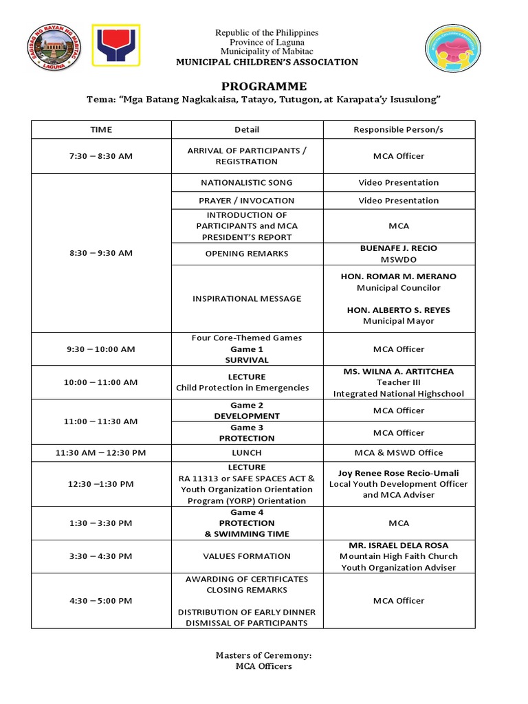 Municipal Children's Congress 2024 Program | PDF