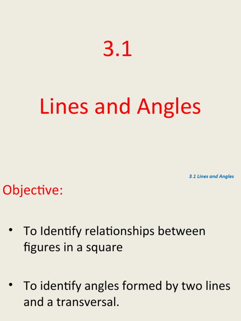 3 1 Lines and Angles | Download Free PDF | Geometry | Elementary Geometry