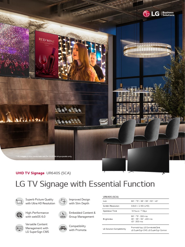 UR640S (SCA) - Datasheet (Low) - LG UHD TV Signage - 210913 | PDF