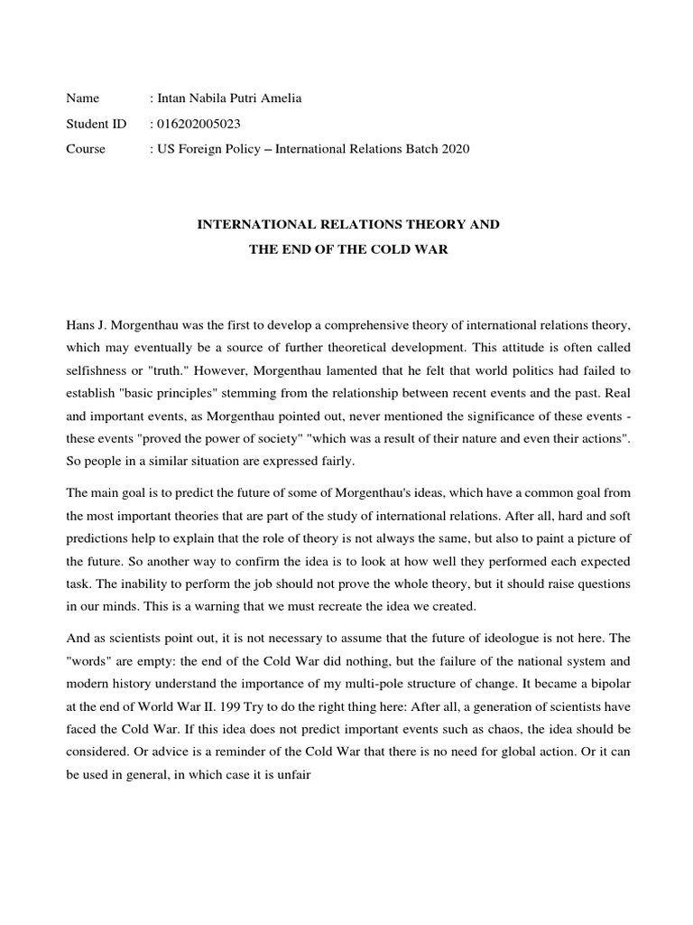 Summary 1 international relations theory and the end of cold war pdf
