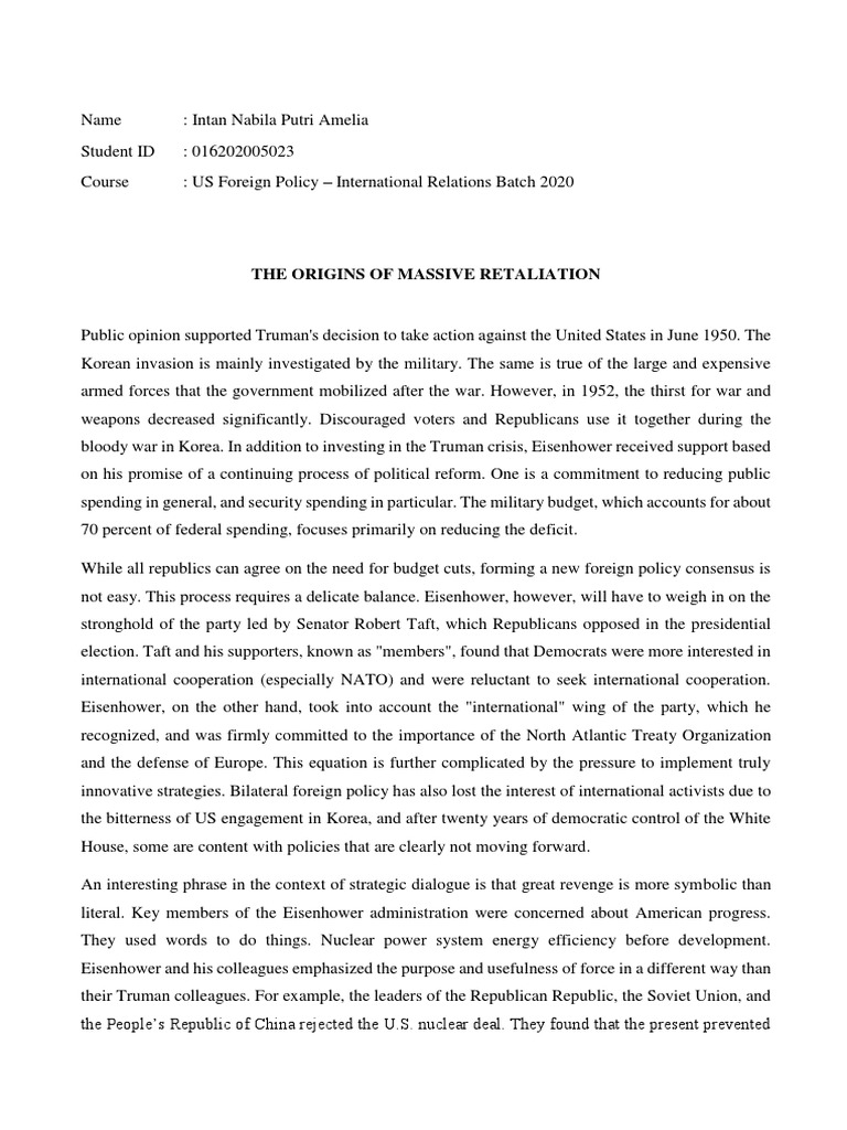 Origins of U.S. Massive Retaliation Policy | PDF | Dwight D. Eisenhower ...