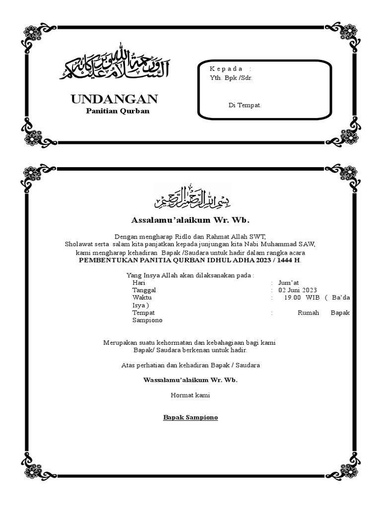 Undangan Qurban | PDF