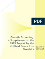 Genetic Screening A Supplement To The 1993 Report 2006