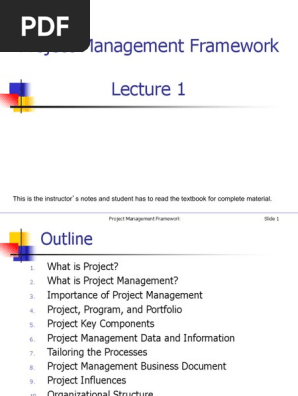 Lecture 1 - Project Management Framework