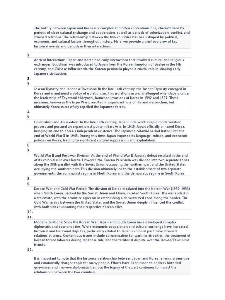 The History Between Japan and Korea Is A Complex A PDF Korea