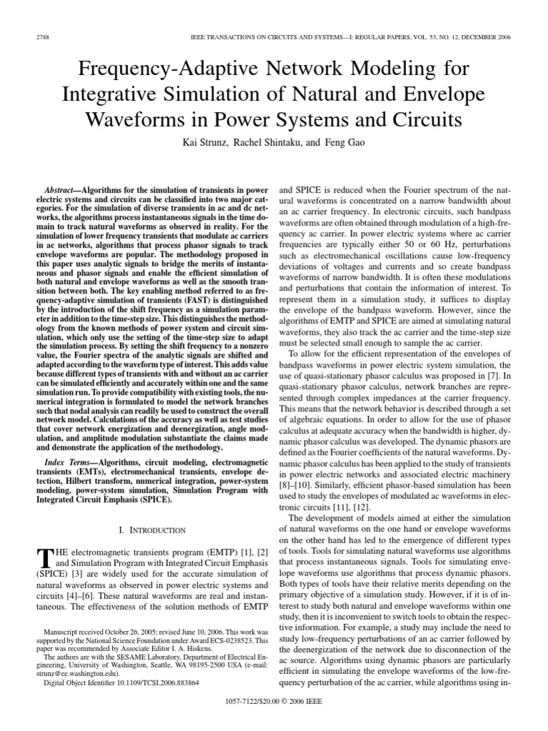 Frequency-Adaptive Simulation in Power Systems | PDF