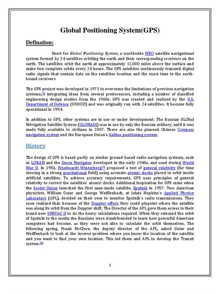 Global Positioning System PDF Global Positioning System Satellite