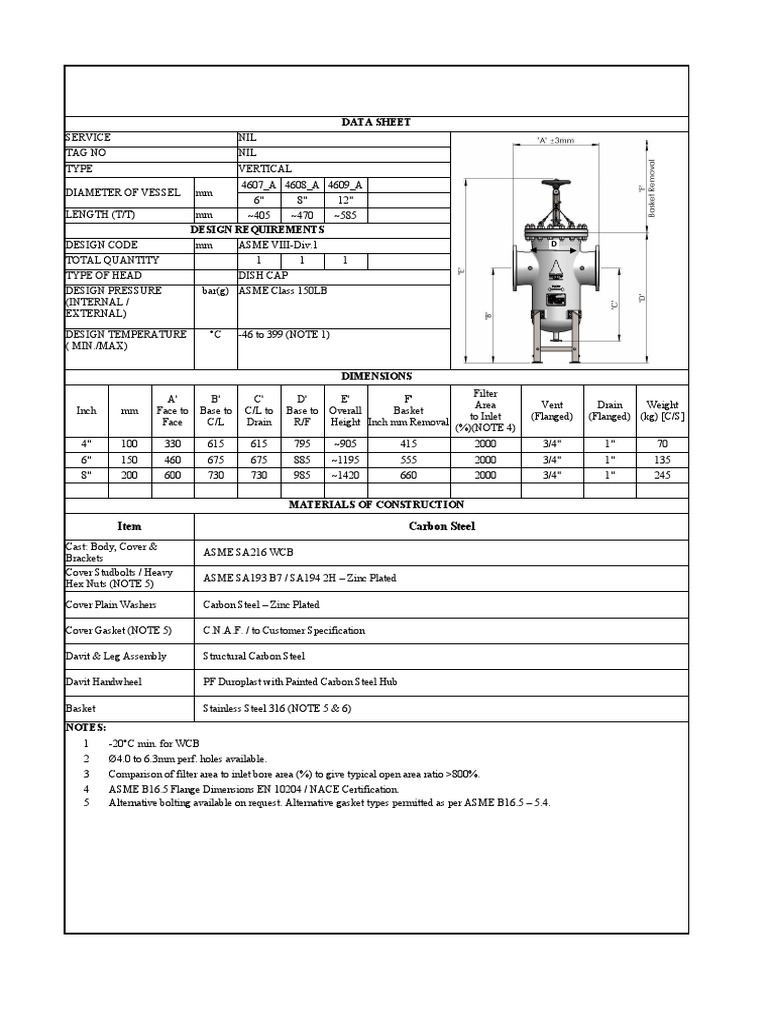 Basket Strainer 2 | PDF | Mechanical Engineering | Industrial Processes