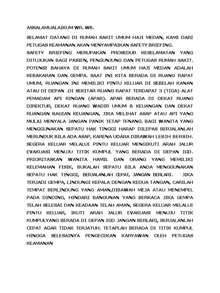 Safety Briefing PDF