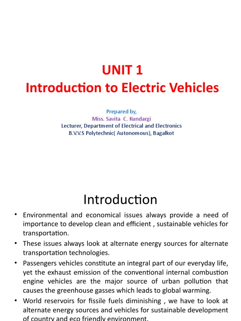 Introduction to Electric Vehicles | PDF | Electric Motor | Electric Vehicle