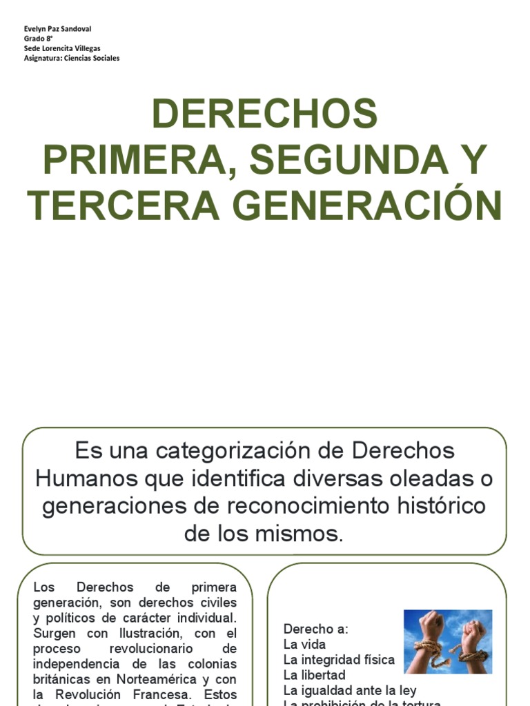 Derechos de Primera, Segunda y Tercera Generación | PDF