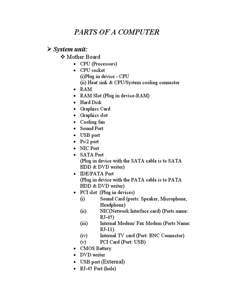 3.parts of A Computer | PDF