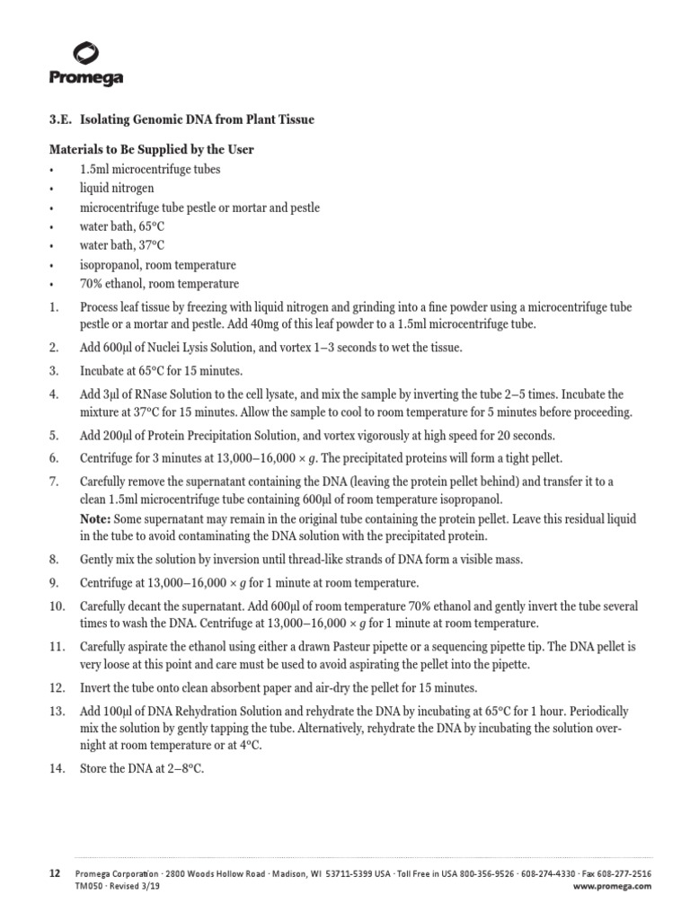 Wizard Genomic Dna Purification Kit Protocol PDF