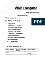 Académie Française (6TH STANDARD LEVEL EXAM)