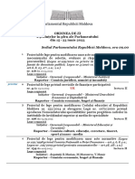 Ordinea de Zi A Ședinței Parlamentului Din 15.06.23