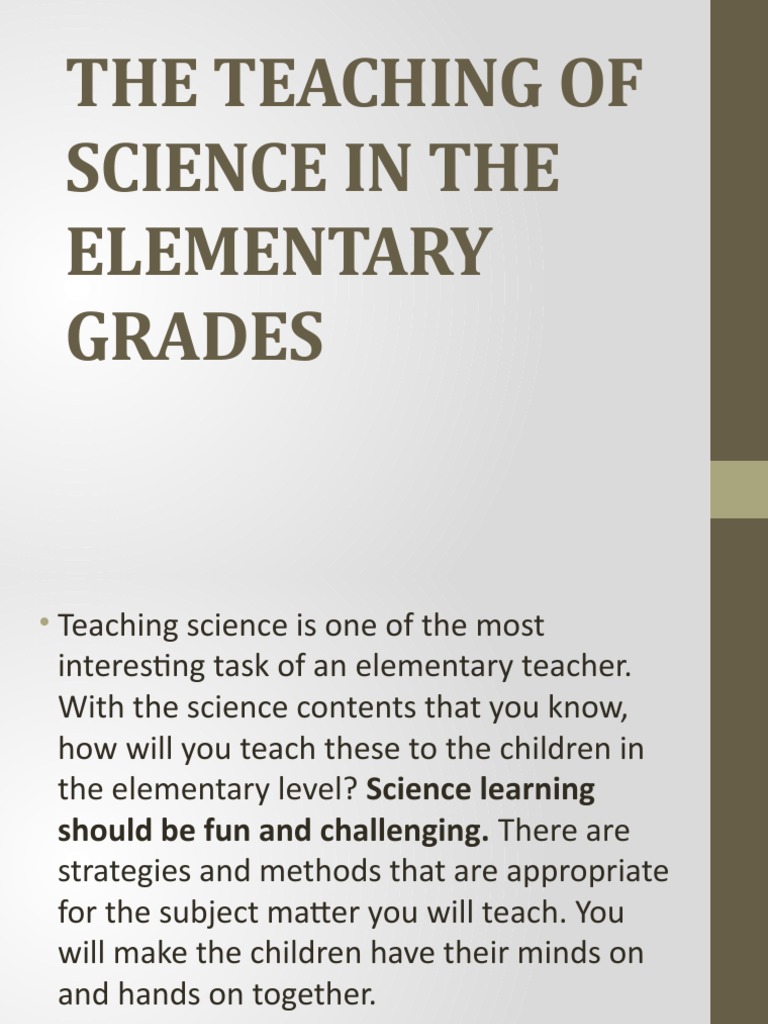 The Teaching of Science in the Elementary Grades (1) PDF Experiment
