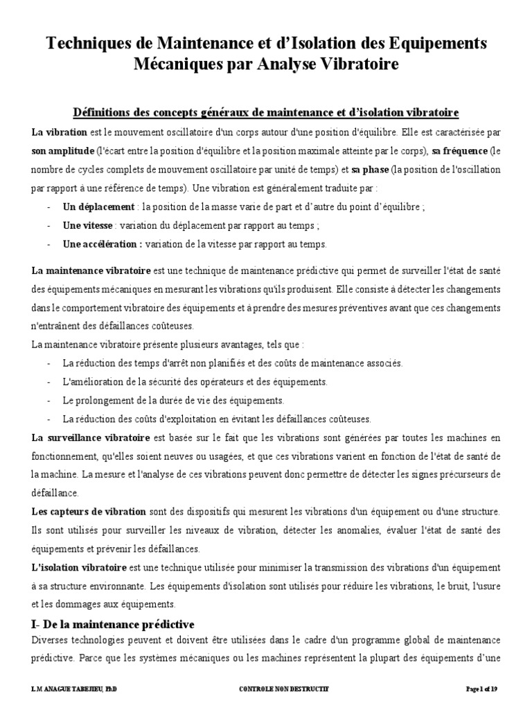 Chapitre Analyse Vibratoire CND | PDF