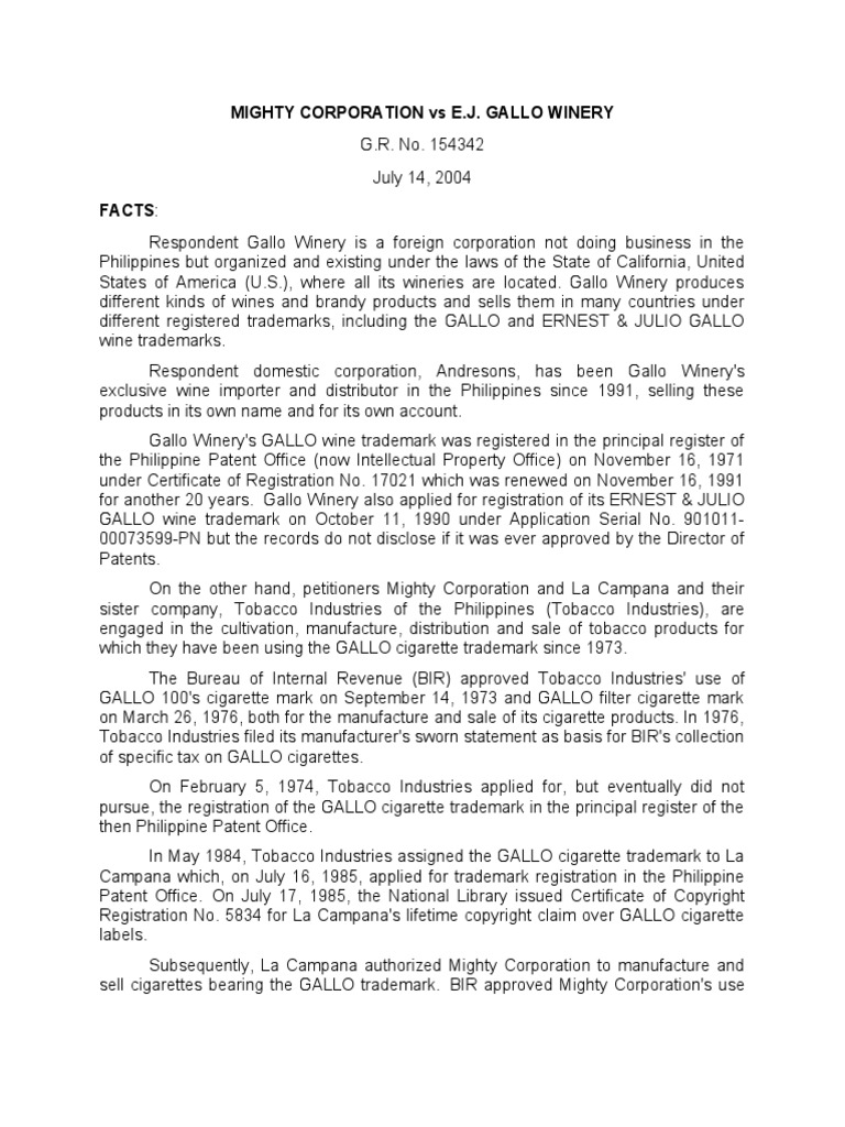 7. Mighty Corp vs. E.J. Gallo Winery PDF