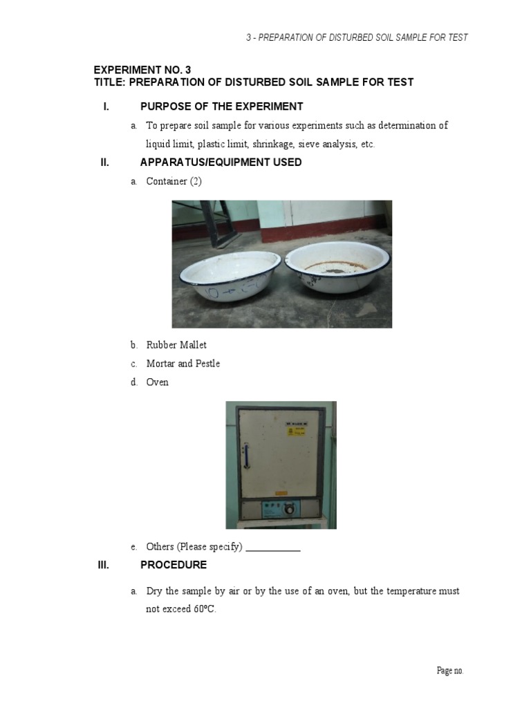 Disturbed Soil Sample Preparation Guide | PDF | Home & Garden ...