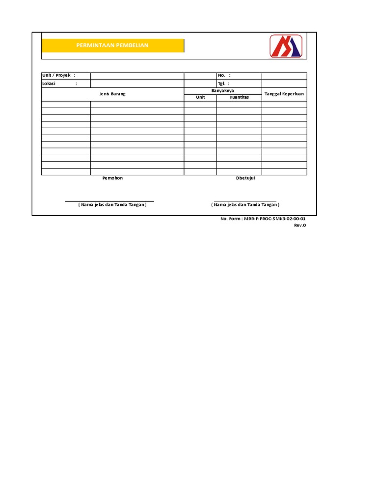 02.00-01 Form PP (Permintaan Pembelian) | PDF