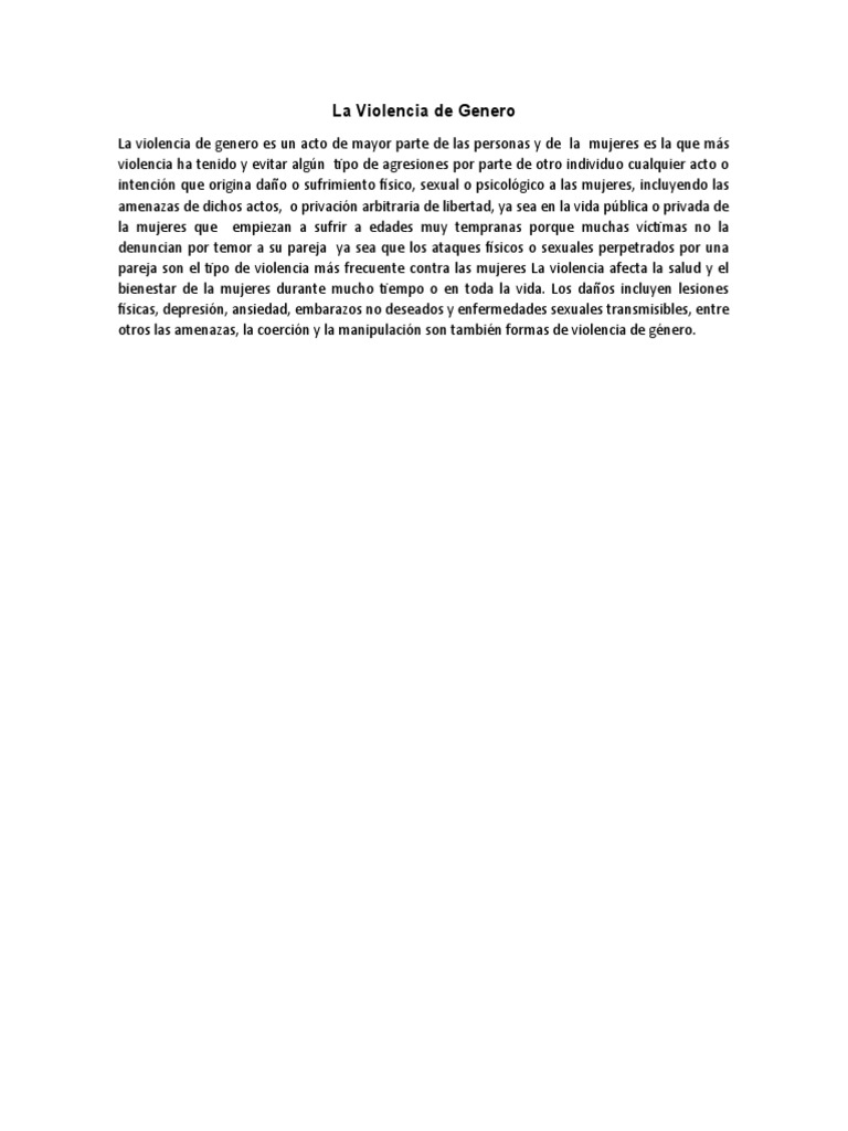 Violencia de Género: Impacto y Consecuencias | PDF | Ciencias sociales ...
