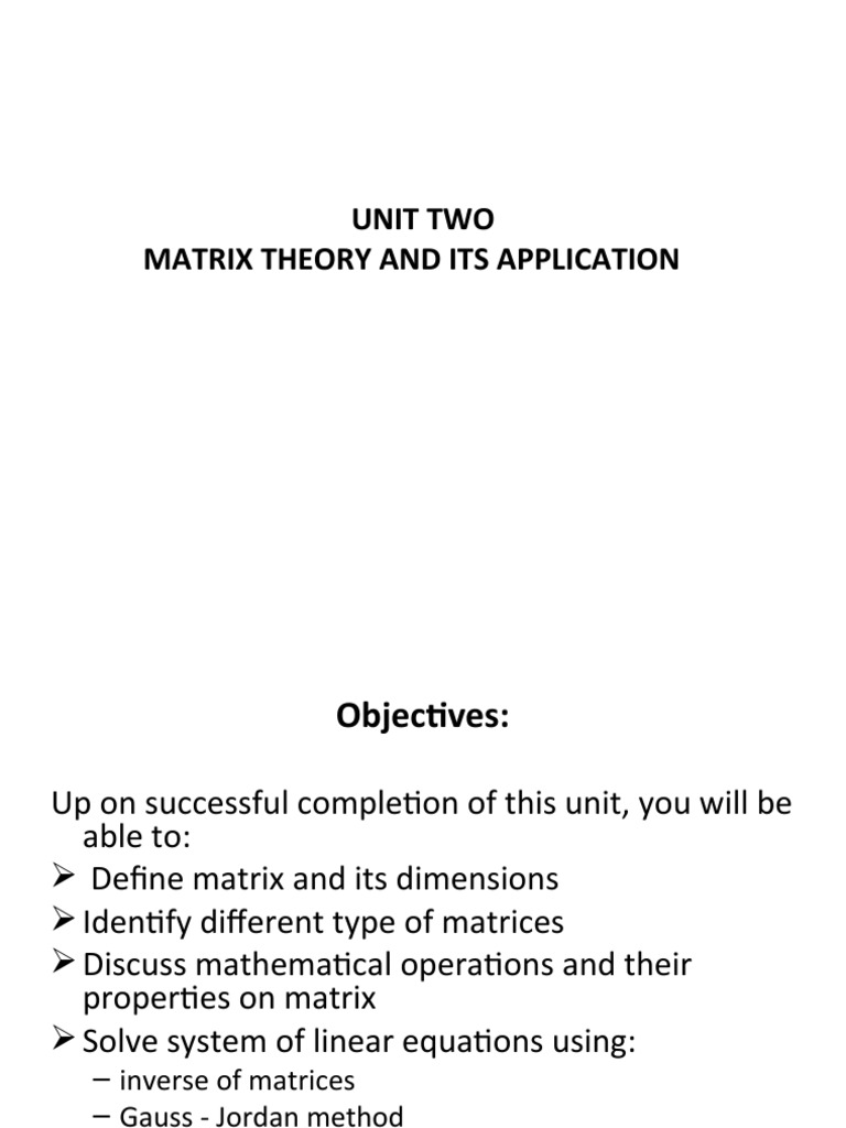 Matrix Theory in Business Applications | PDF | Matrix (Mathematics ...