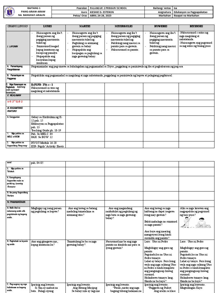EsP 1 WEEK 1 | PDF