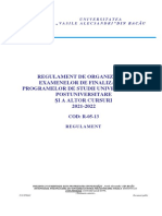 Regulament de Organizare A Examenelor de Finalizare A Programelor de Studii Universitare Şi Postuniversitare Şi A Altor Cursuri 2021-2022