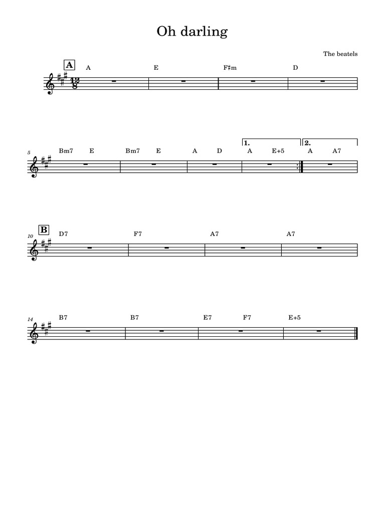 Oh Darling Chords PDF