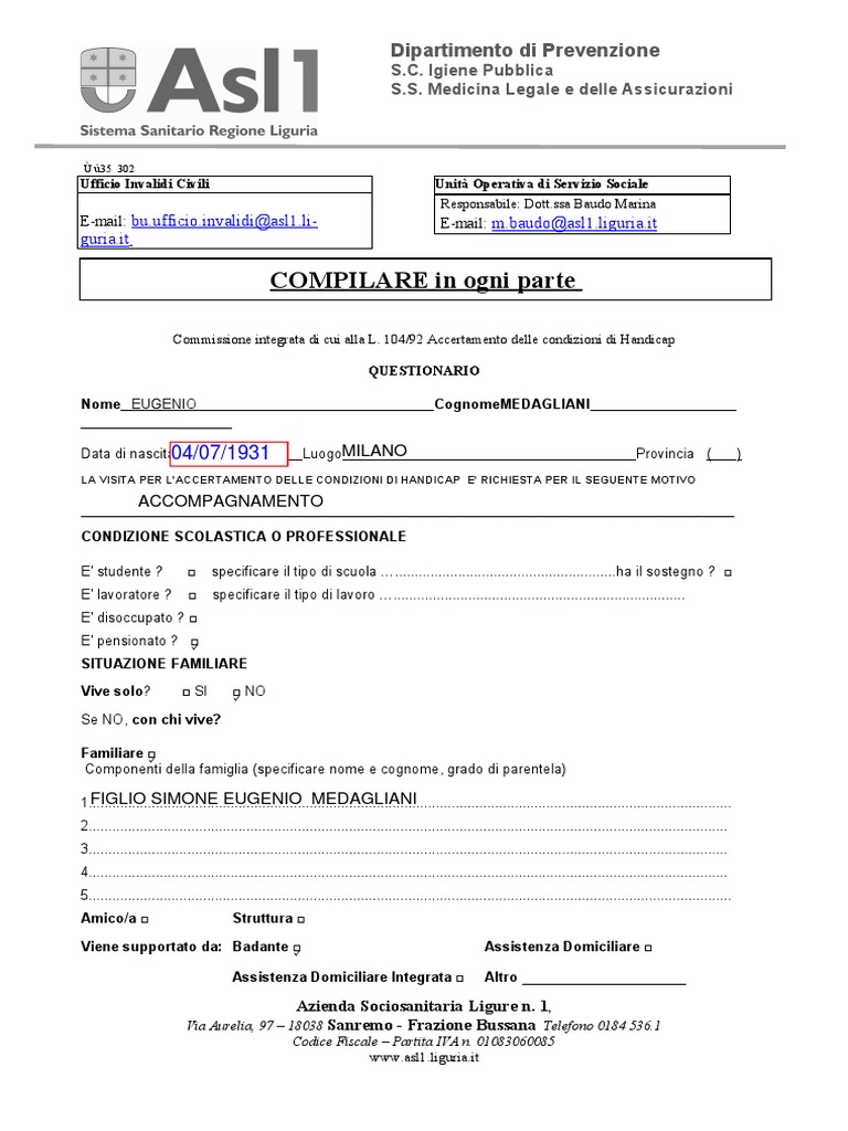 Questionario Compilato | PDF