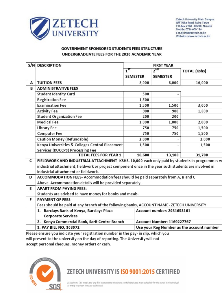 Kuccps Fee Structure 2020 PDF Fee Banks