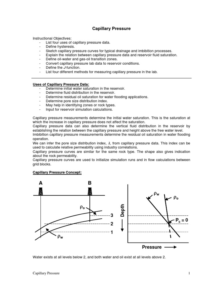 Capillary Pressure in Reservoirs Explained | PDF | Petroleum Reservoir ...