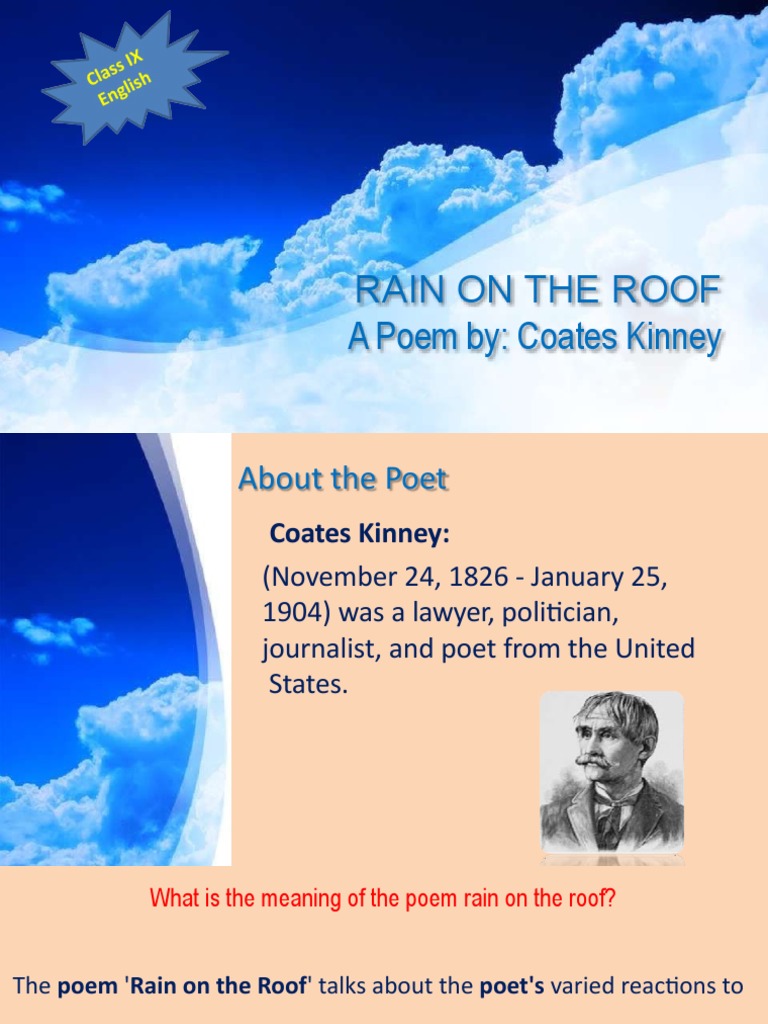 Summary Of The Chapter Rain On The Roof Class 9th