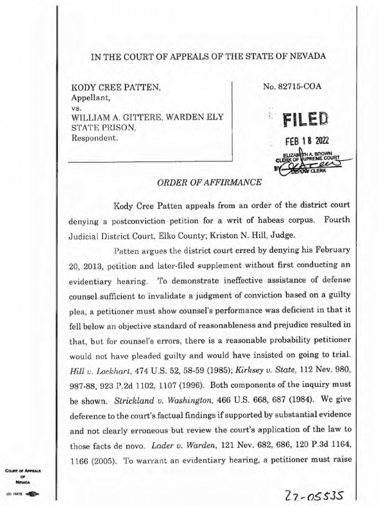 Filed Order of Affirmance PDF Strickland V. Washington Political Law