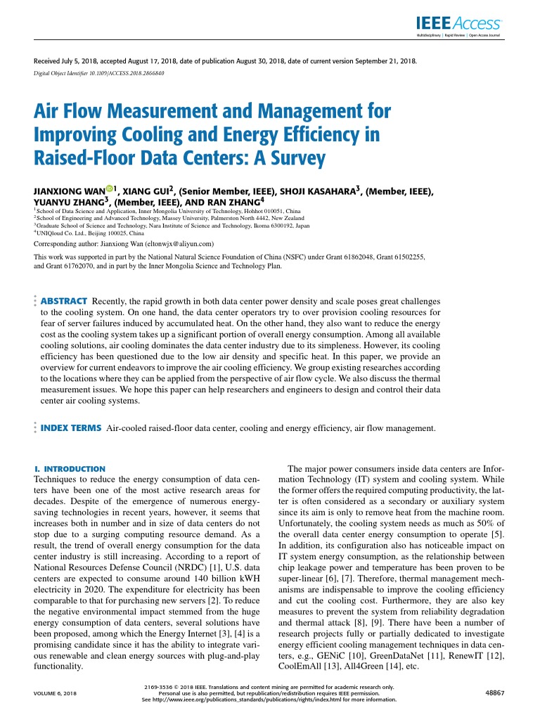 1Air Flow Measurement and Management For Improving Cooling and Energy