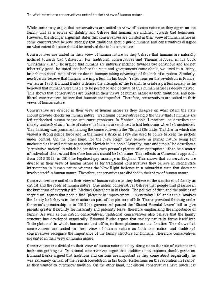 Conservatives Are United in Their View of Human Nature | PDF ...