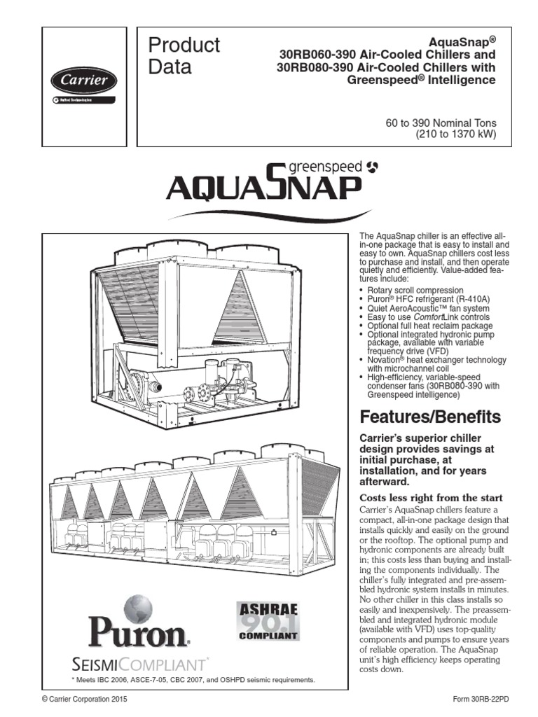 Carrier 30RB-22PD Product Data | PDF | Sustainable Building