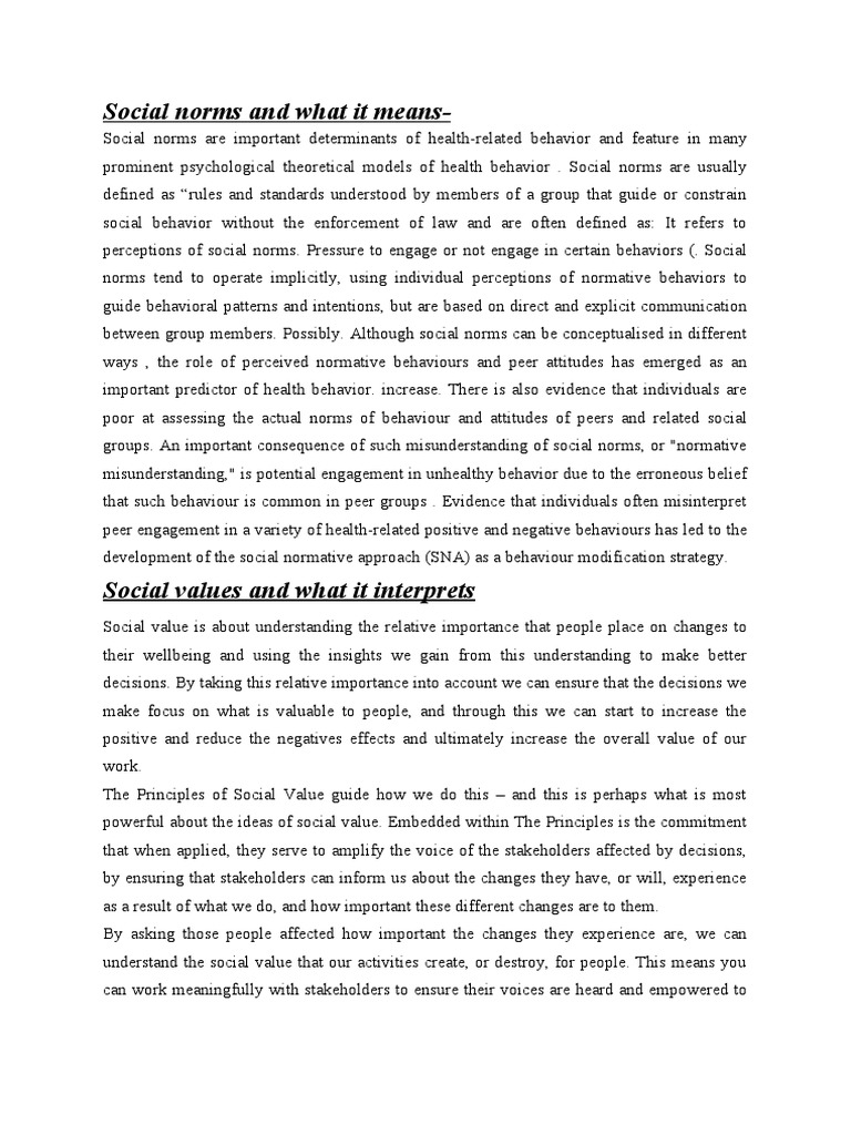 Social Morals Norms and Values | PDF | Behavior | Truth