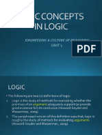 Unit 1 - Basic Concepts in Logic