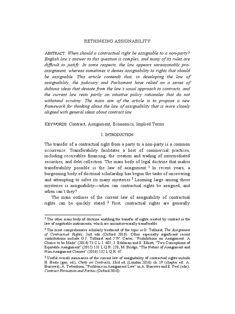 Rethinking Assignability 2 | PDF | Assignment (Law) | Letter Of Credit