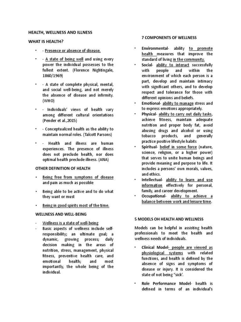 Health and Wellness Overview | PDF | Preventive Healthcare | Behavior