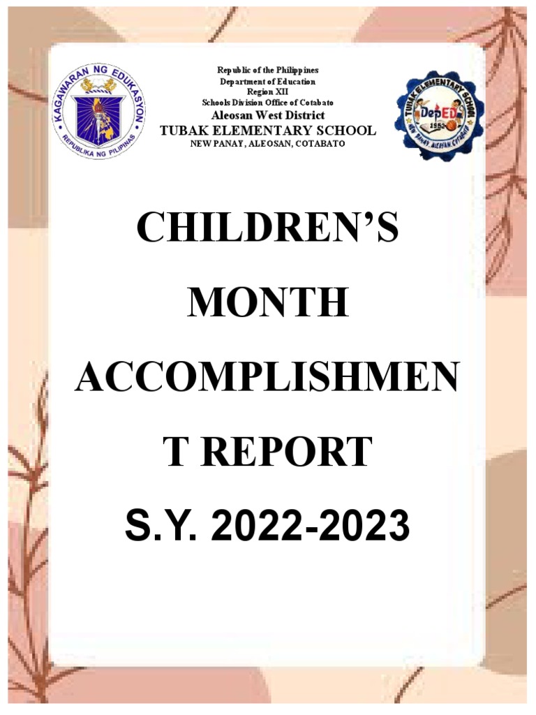 Children's Month 2022 Report: Tubak ES | PDF