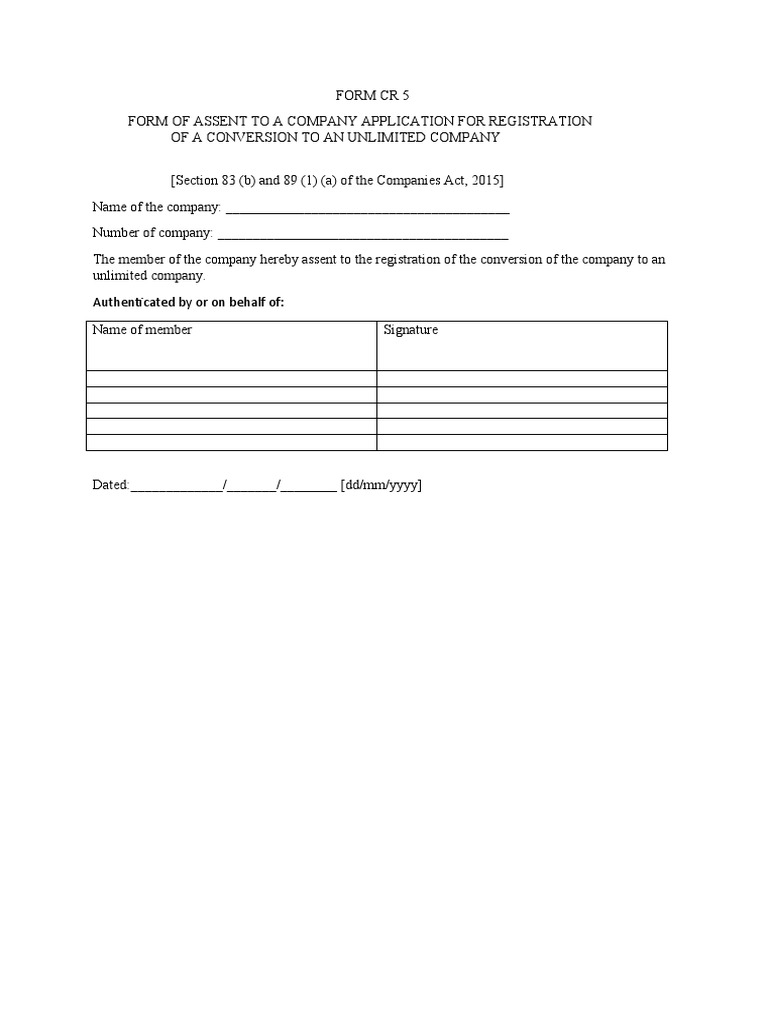 CR5 Form for Company Registration | PDF