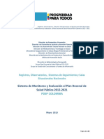 Sistema de Seguimiento y Evaluación Del Plan Decenal de Salud Pública - PDSP Colombia 2012 - 2021