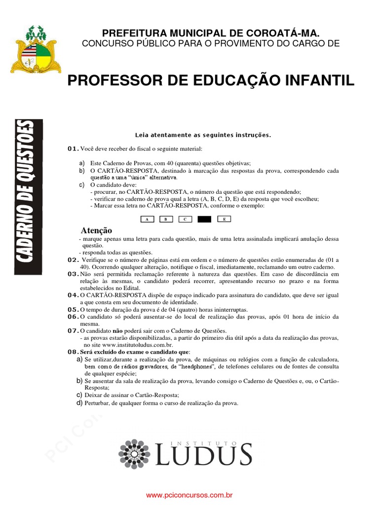 Prova de Educacao Infantil | PDF | Pedagogia | Pré-escola