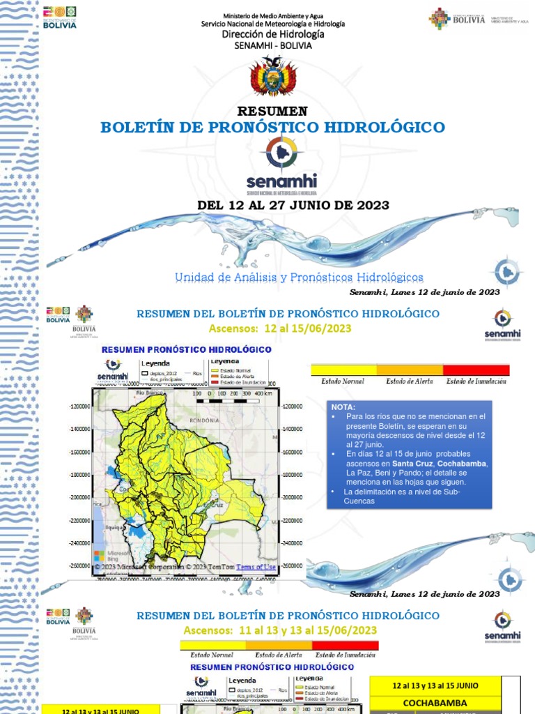Resumen Del Boletín de Pronóstico Hidrológico Senamhi Lunes 12062023 PDF Ciencias de la