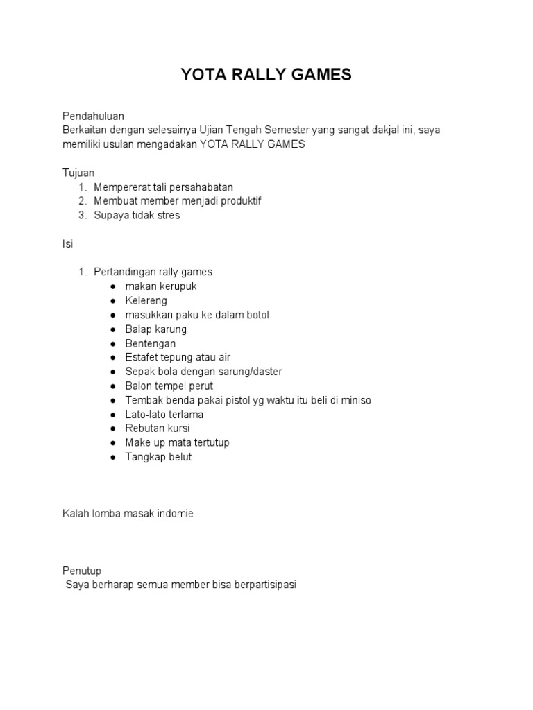 Rally Games PDF